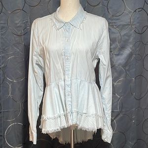 True Craft long sleeve blouse frayed hems
